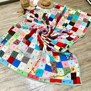 Artisan quilt patchwork boho blanket w Gypsy hippy vibe